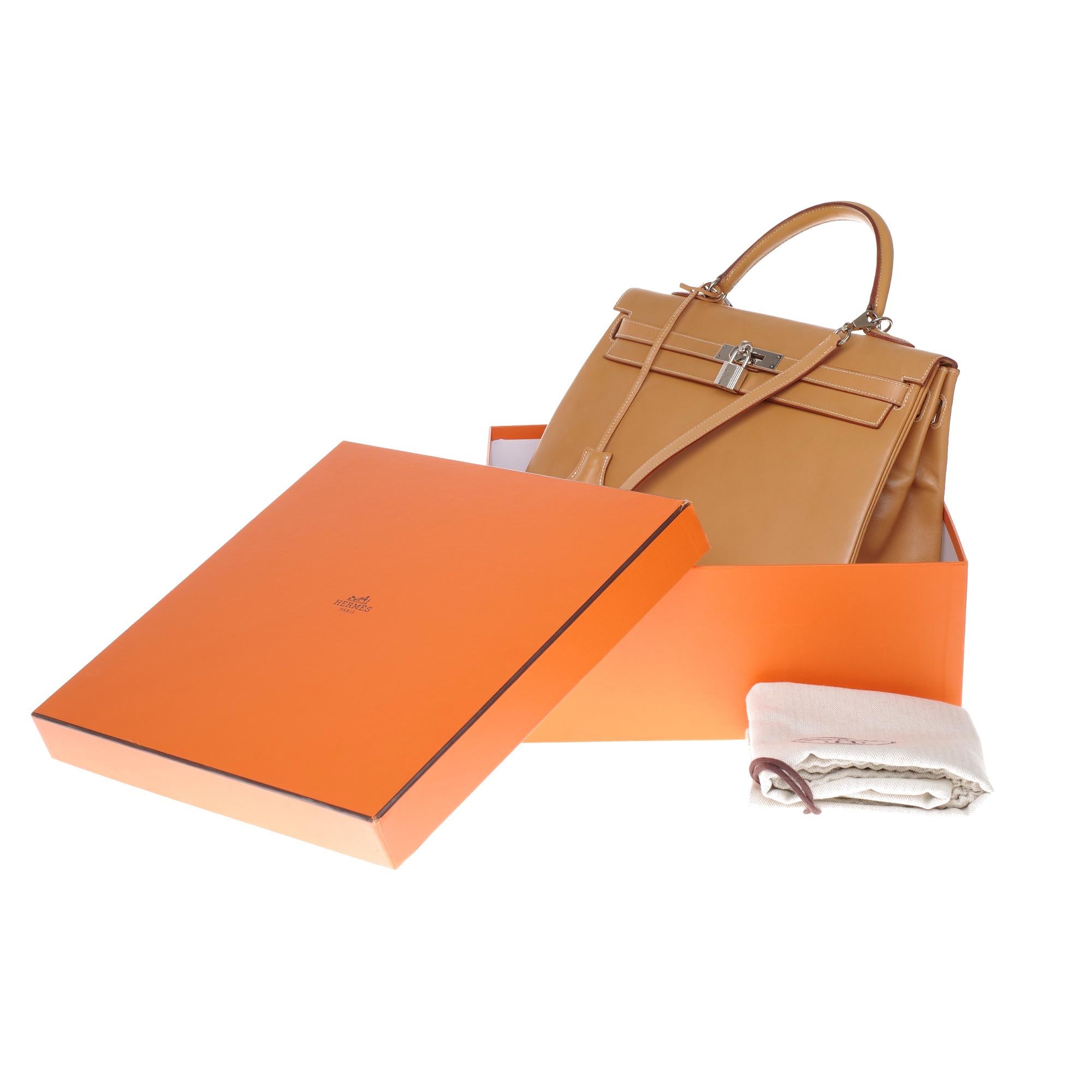 Hermès Kelly 35 handbag in natural calf leather with strap and silver hardware 6