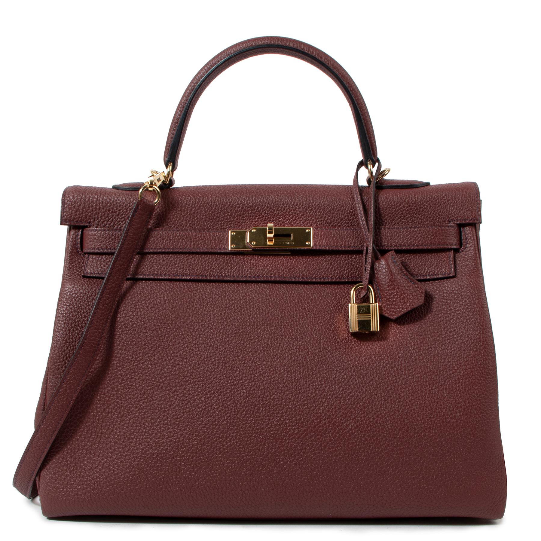 Hermès Kelly 35 HSS Verso Rouge H & Blue Indigo Togo GHW In Excellent Condition In Antwerp, BE