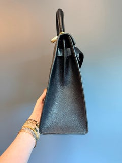 Hermes Kelly 35 in black Chevre with gold hardware 2003