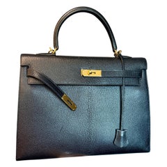 Hermes Kelly 35 in black Chevre with gold hardware 2003