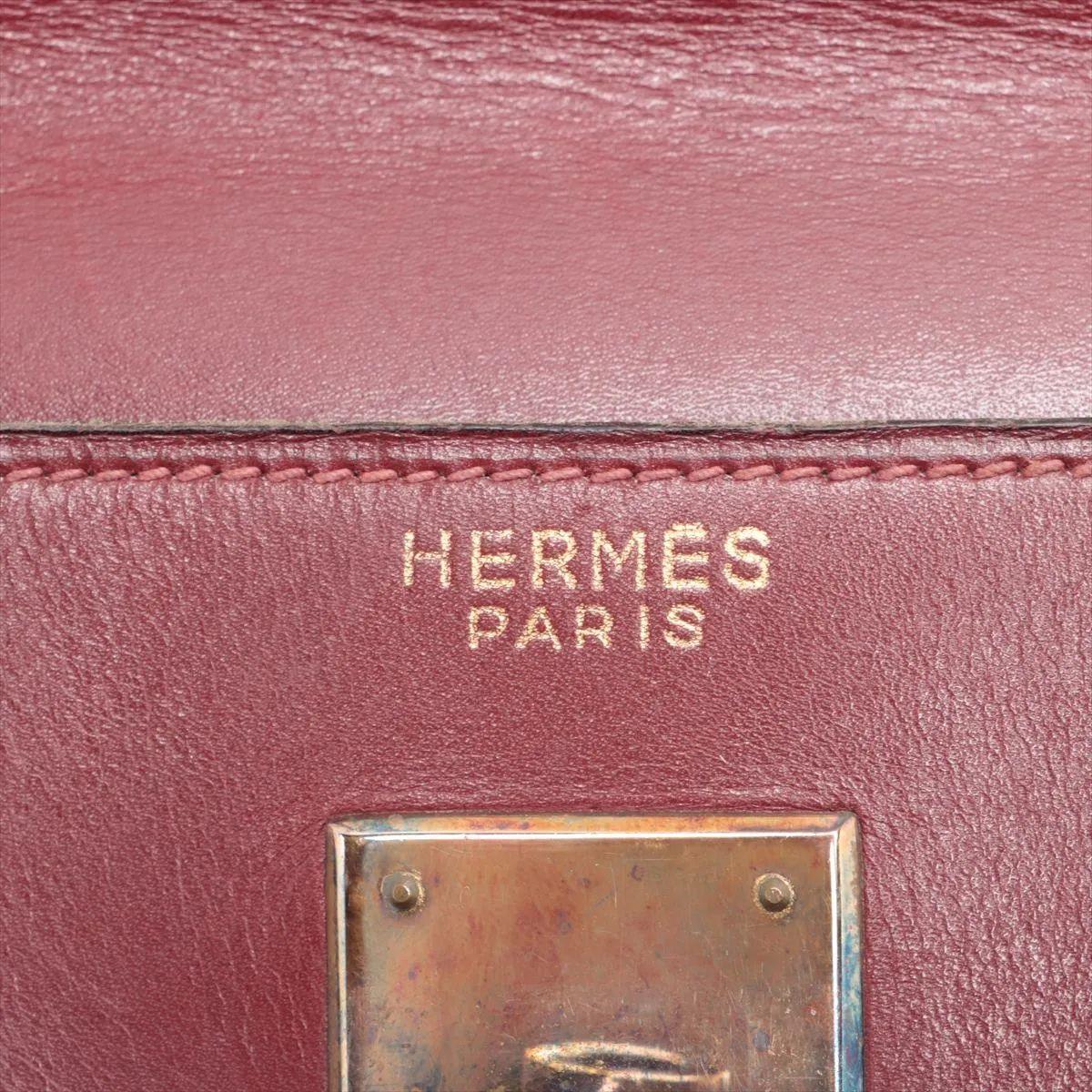 Hermes Kelly 35 Le Tournay Leather Handbag Rouge H For Sale 5