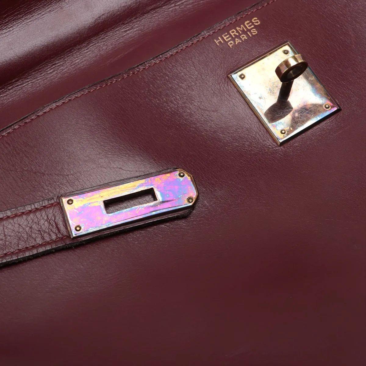Hermes Kelly 35 Le Tournay Leather Handbag Rouge H For Sale 9