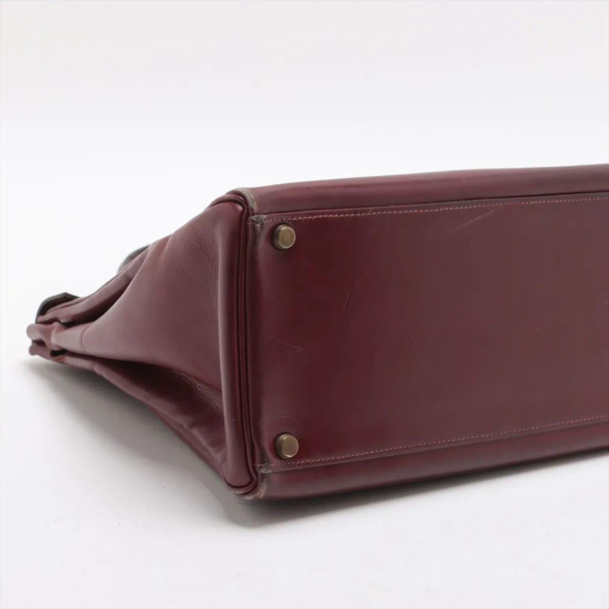 Women's Hermes Kelly 35 Le Tournay Leather Handbag Rouge H For Sale