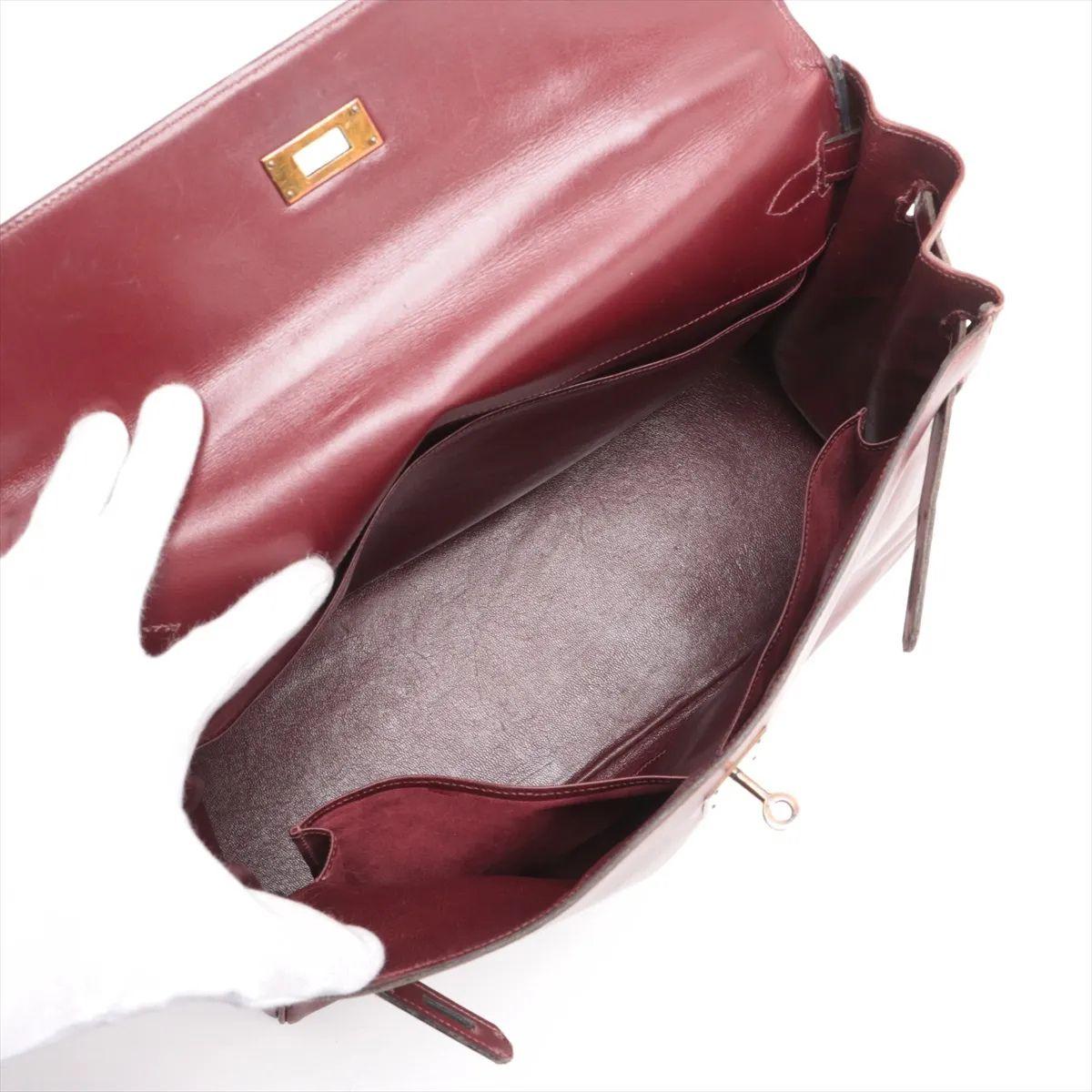 Hermes Kelly 35 Le Tournay Leather Handbag Rouge H For Sale 3