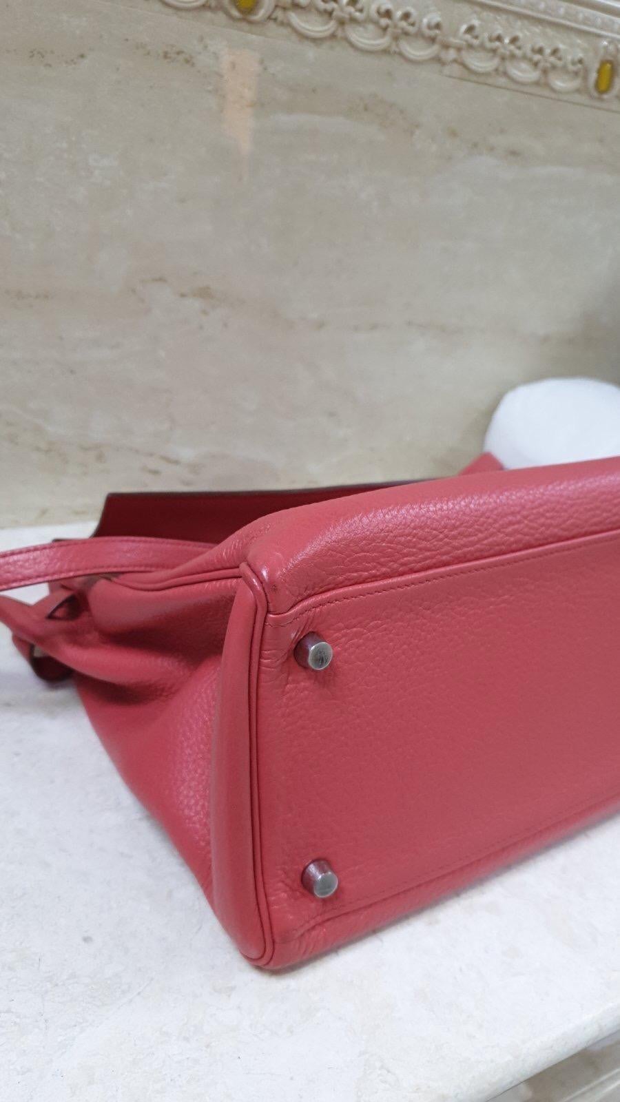 Pink Hermès Kelly 35 Leather Handbag
