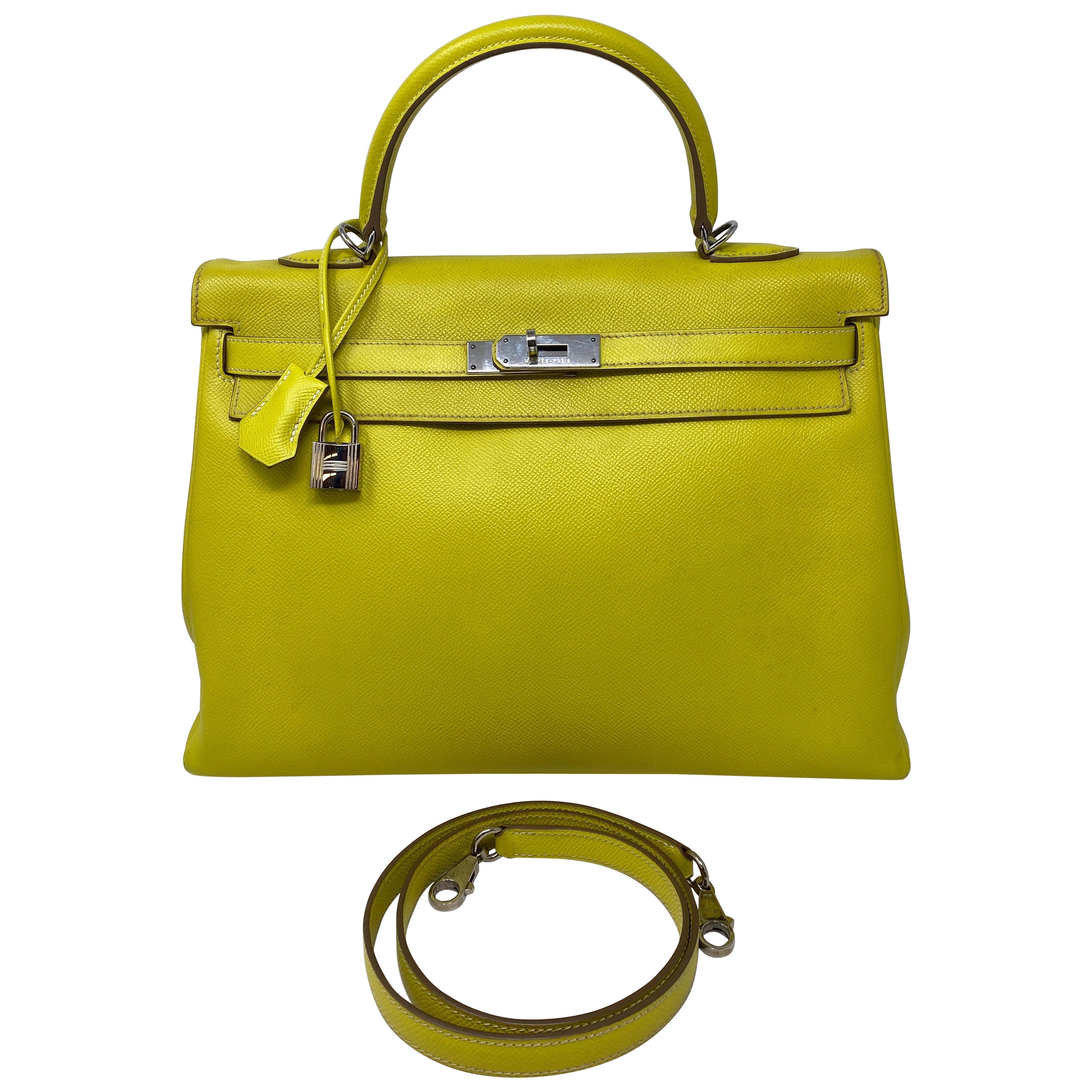 Hermès Kelly 35 Lime/Gris Perle Candy Epsom