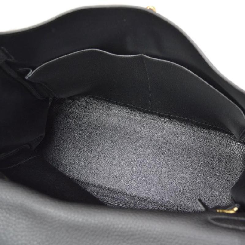 HERMES Kelly 35 Retourne Black Leather Gold Top Handle Shoulder Tote Bag 1