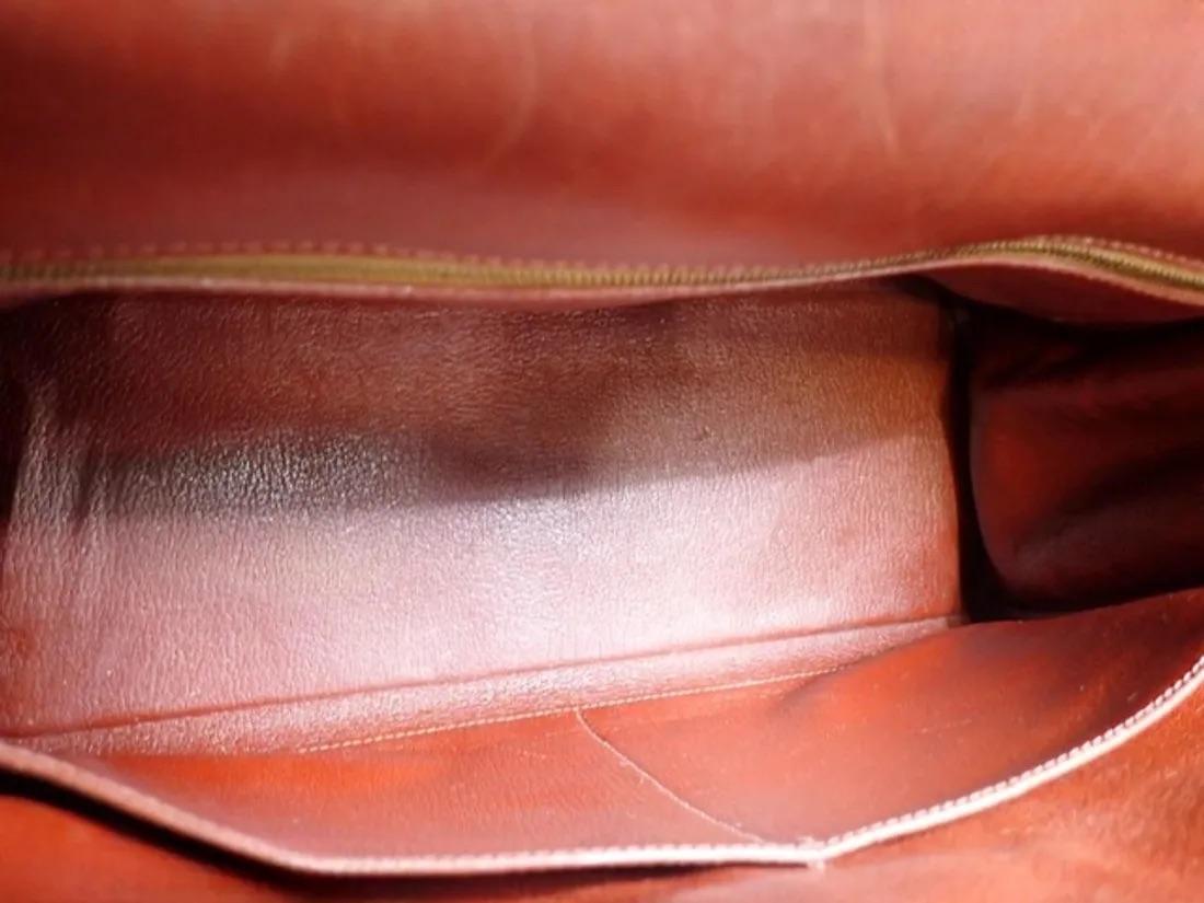 Hermes Kelly 35 Retourne Brown Box Calfskin Leather Gold Hardware For Sale 13