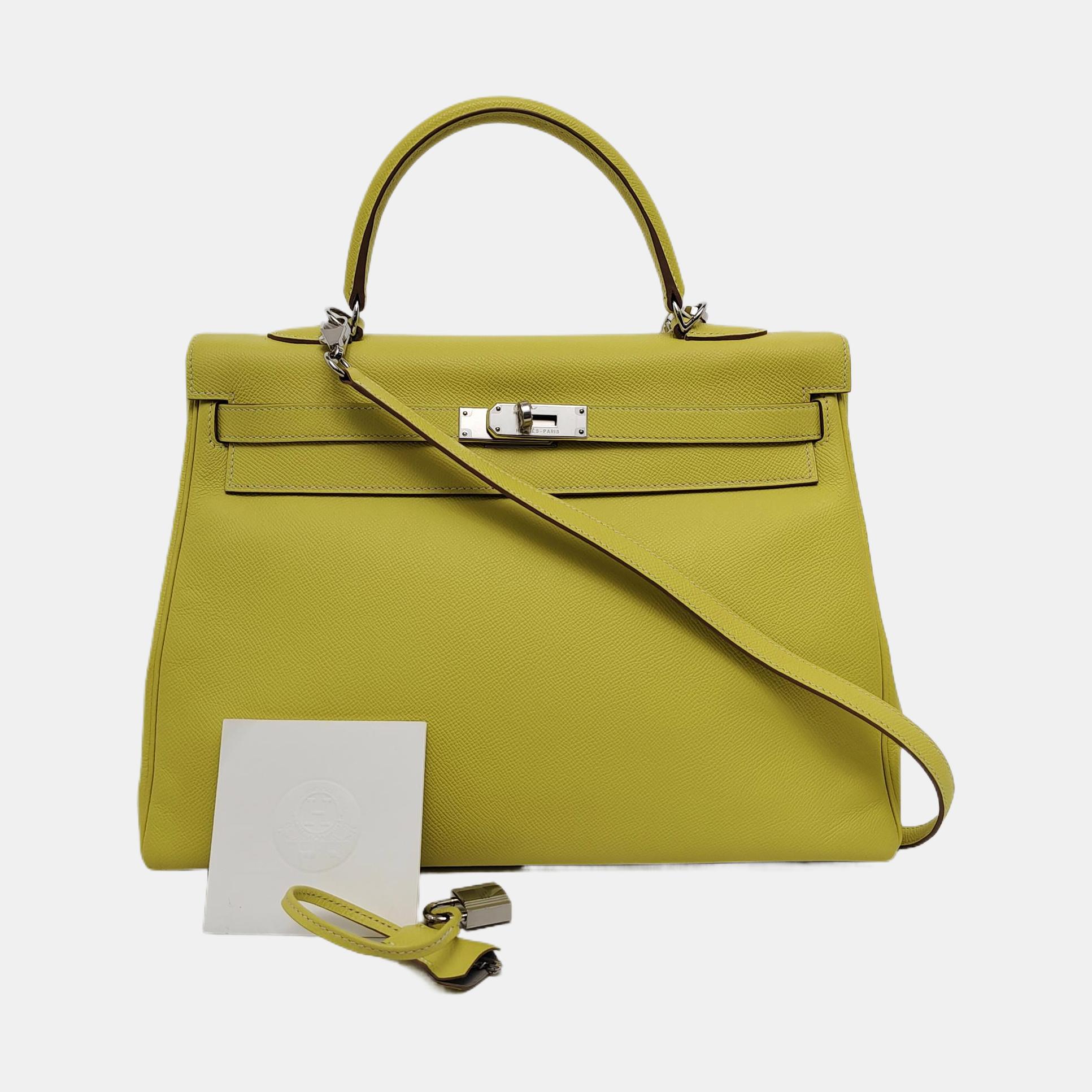 Hermes Kelly 35 Retourne Epsom Leather Yellow R9 Jaune Bourgeon Palladium Hardwa 3