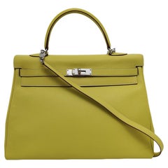 Hermes Kelly 35 Retourne Epsom Leather Yellow R9 Jaune Bourgeon Palladium Hardwa