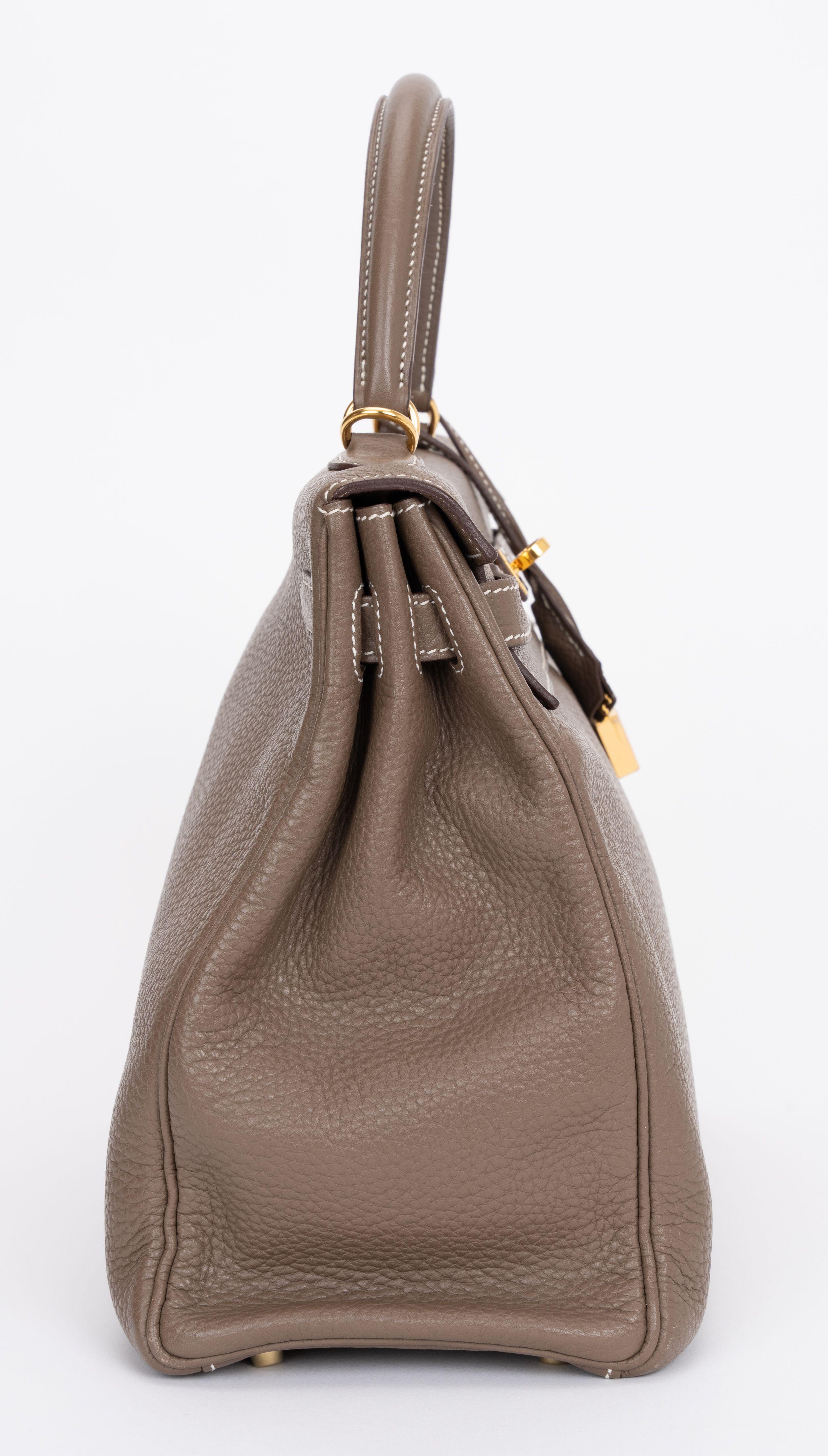 Hermès Kelly 35 Retournè Etoupe Clemence In Excellent Condition For Sale In West Hollywood, CA