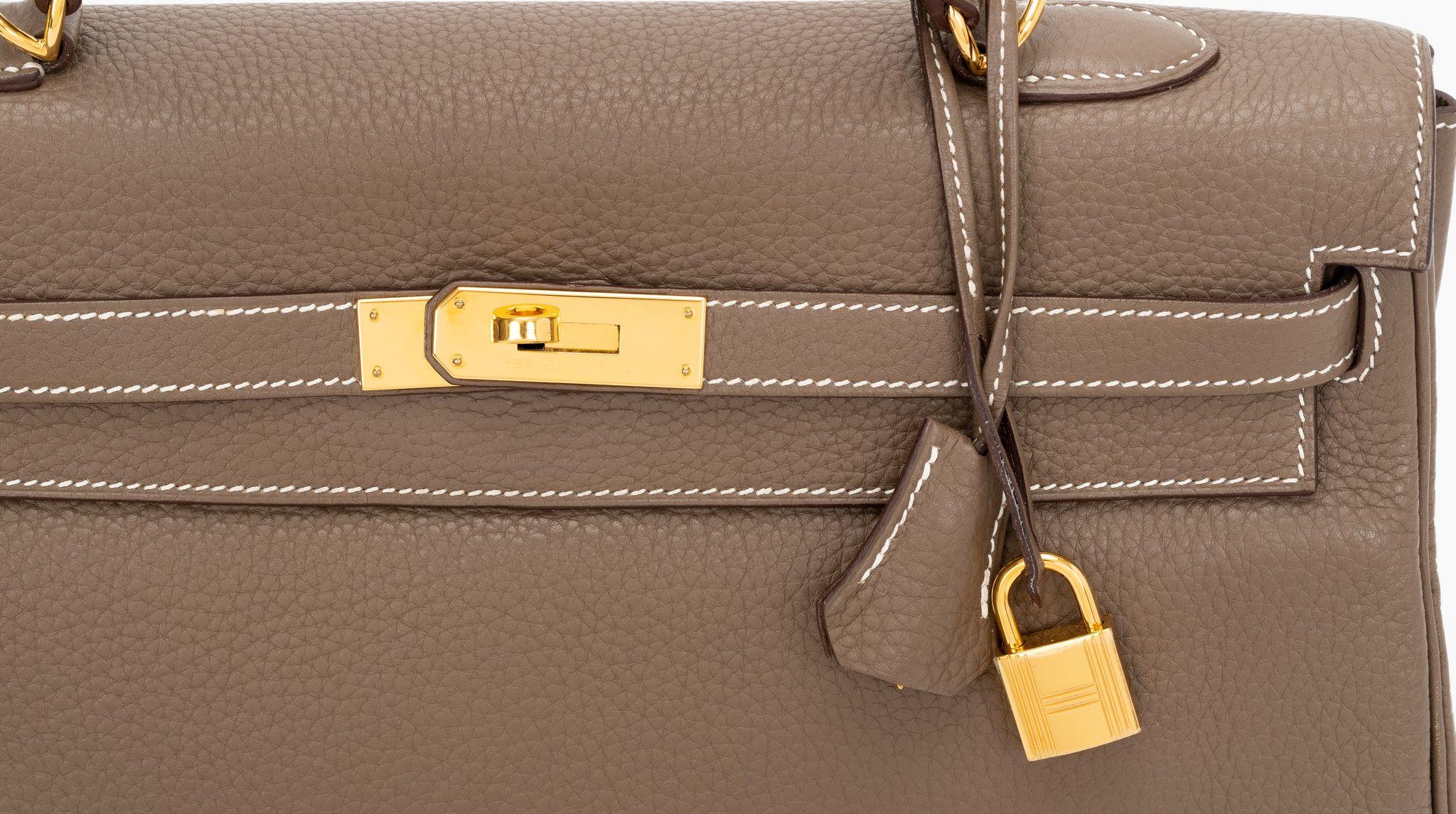 Hermès Kelly 35 Retournè Etoupe Clemence im Angebot 2