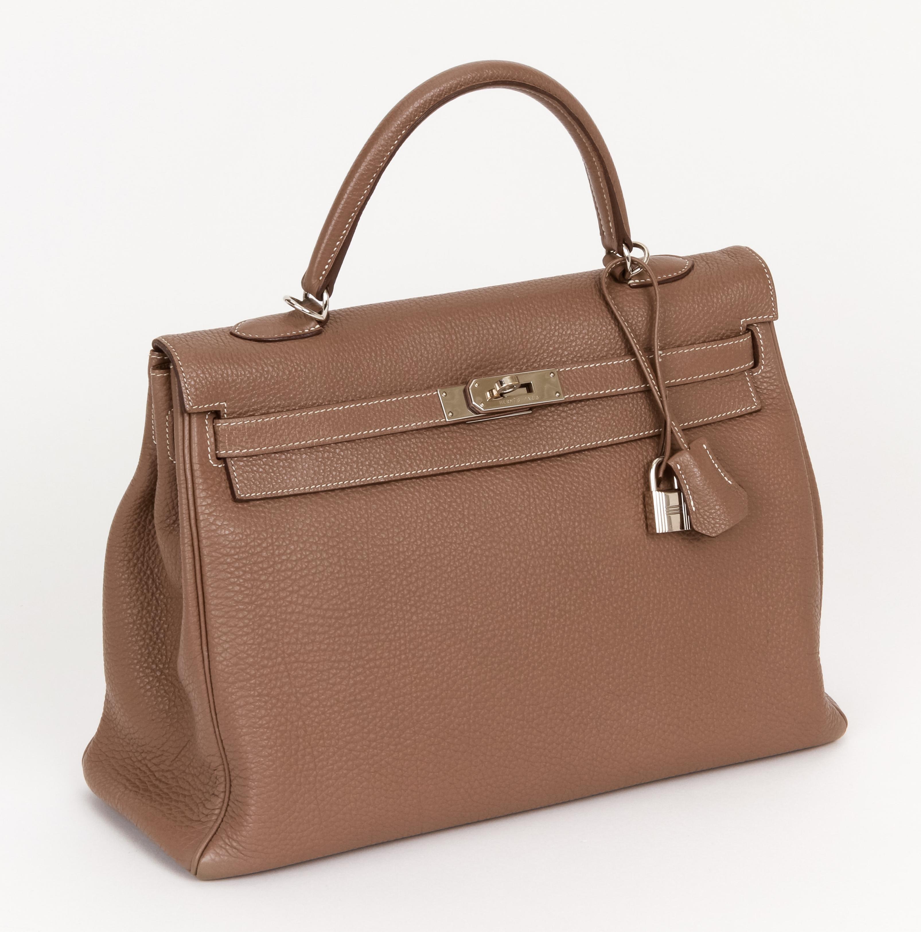 Hermes Kelly 35 Retourne Etoupe Togo PH Bag In Excellent Condition In West Hollywood, CA