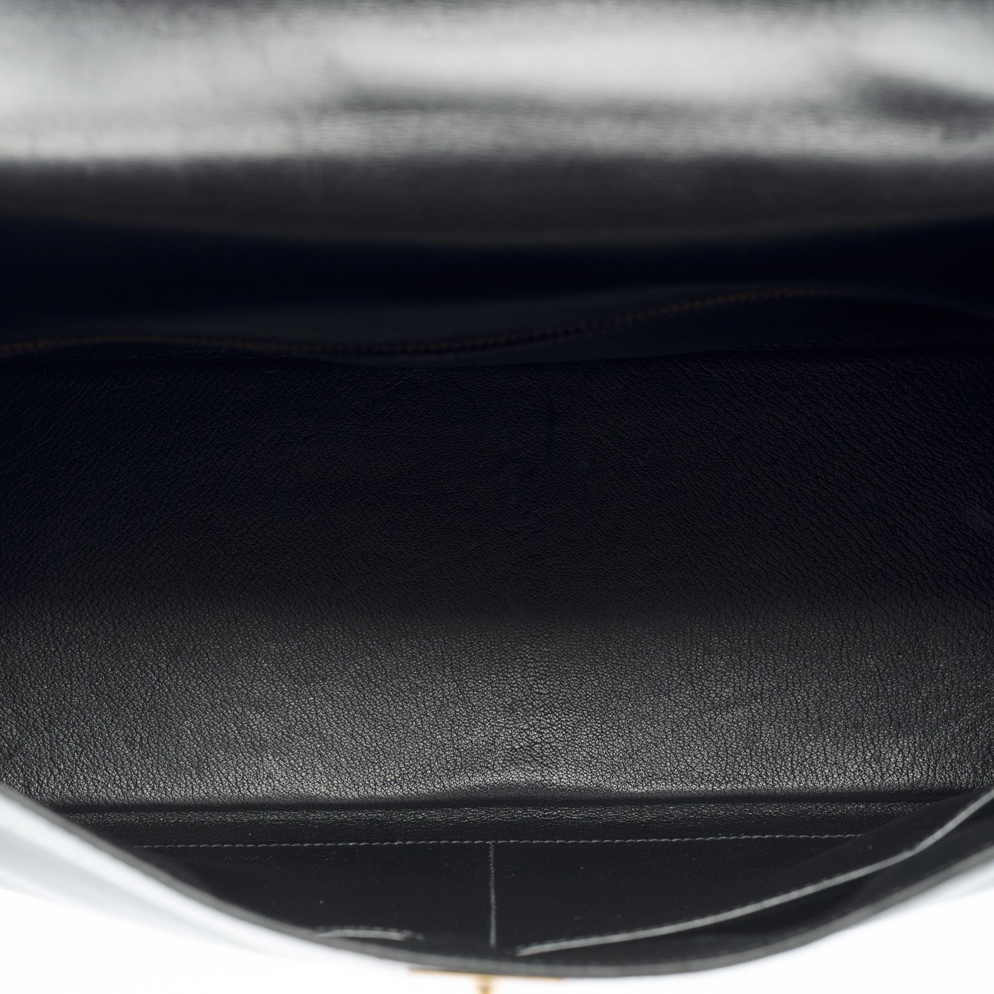 Hermès Kelly 35 retourne handbag strap in black box calfskin leather, GHW 6
