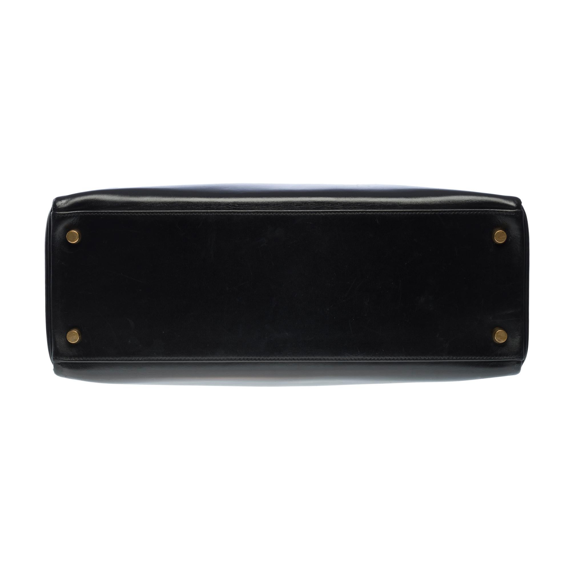 Hermès Kelly 35 retourne handbag strap in black box calfskin leather, GHW 8