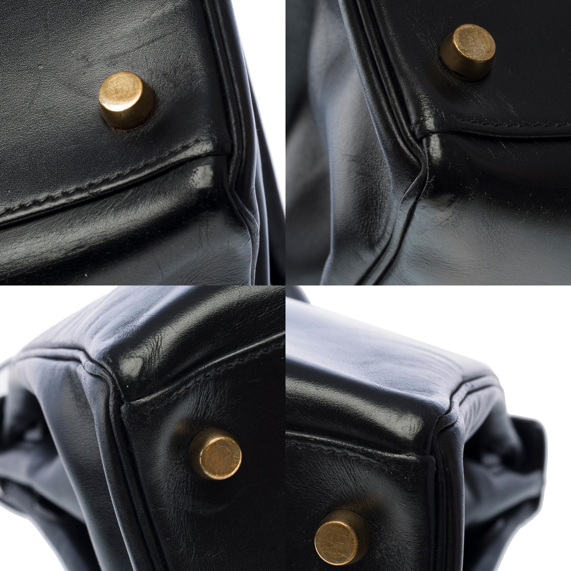Hermès Kelly 35 retourne handbag strap in black box calfskin leather, GHW 9