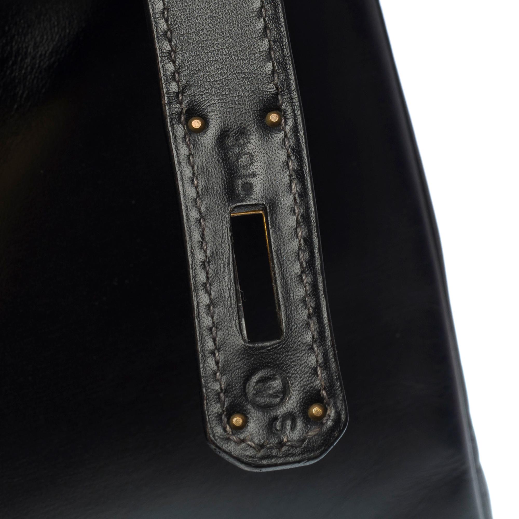 Hermès Kelly 35 retourne handbag strap in black box calfskin leather, GHW 5