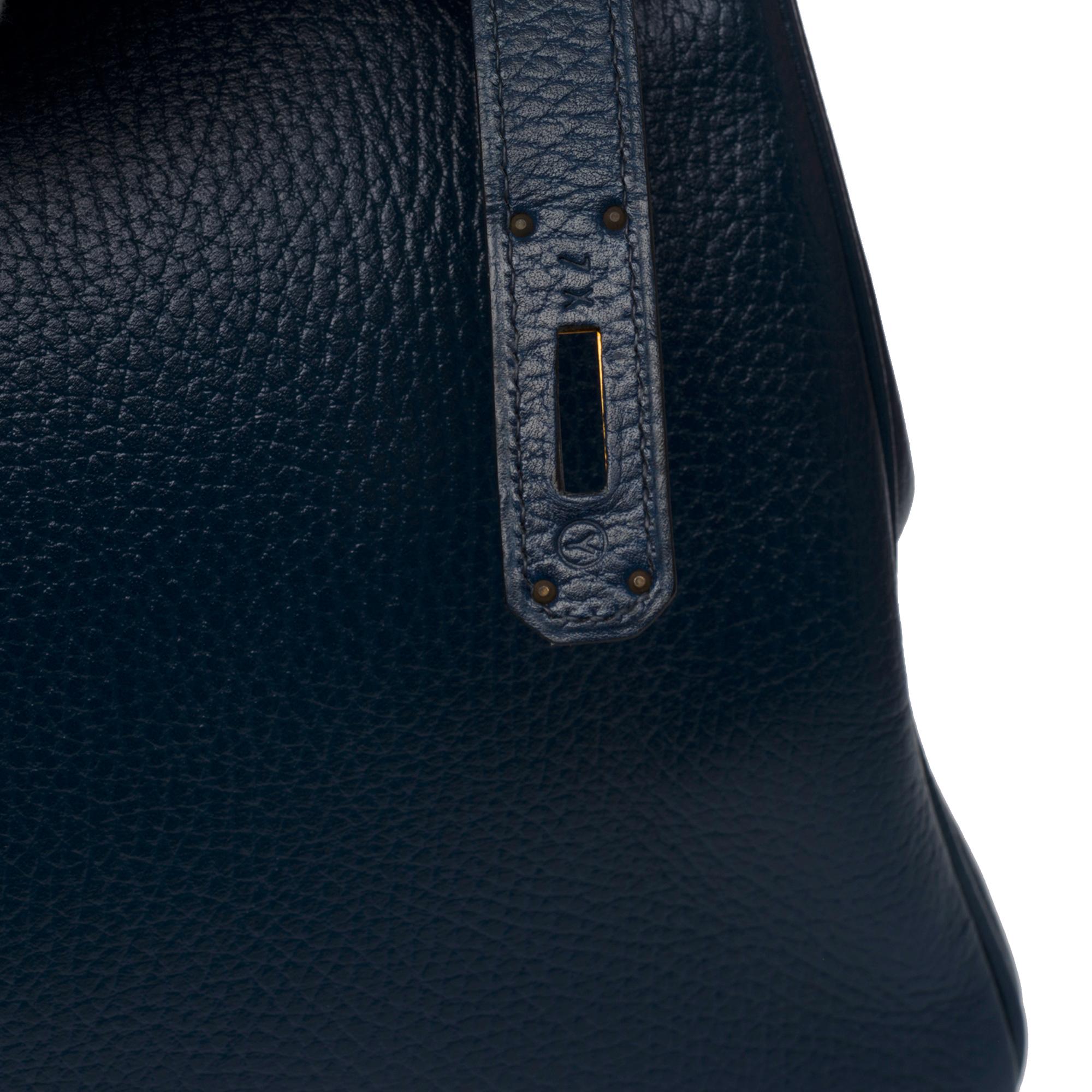 Women's or Men's Hermès Kelly 35 retourne handbag strap in Blue indigo Vache Ardenne leather , GHW