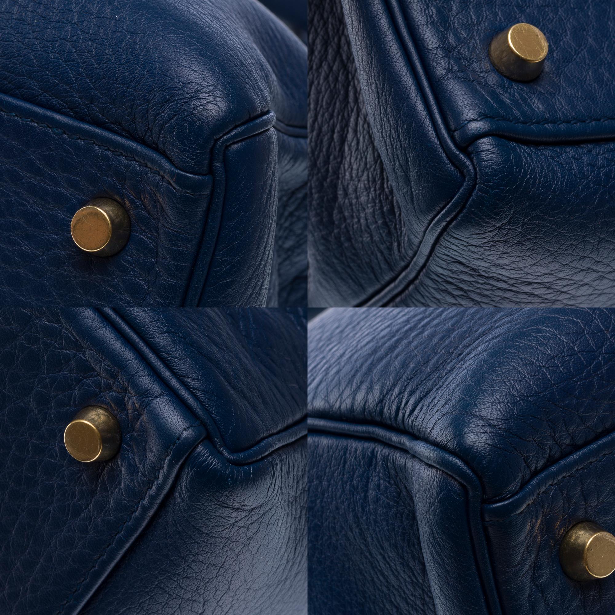 Hermès Kelly 35 retourne handbag strap in Blue Saphir Taurillon leather , GHW 7