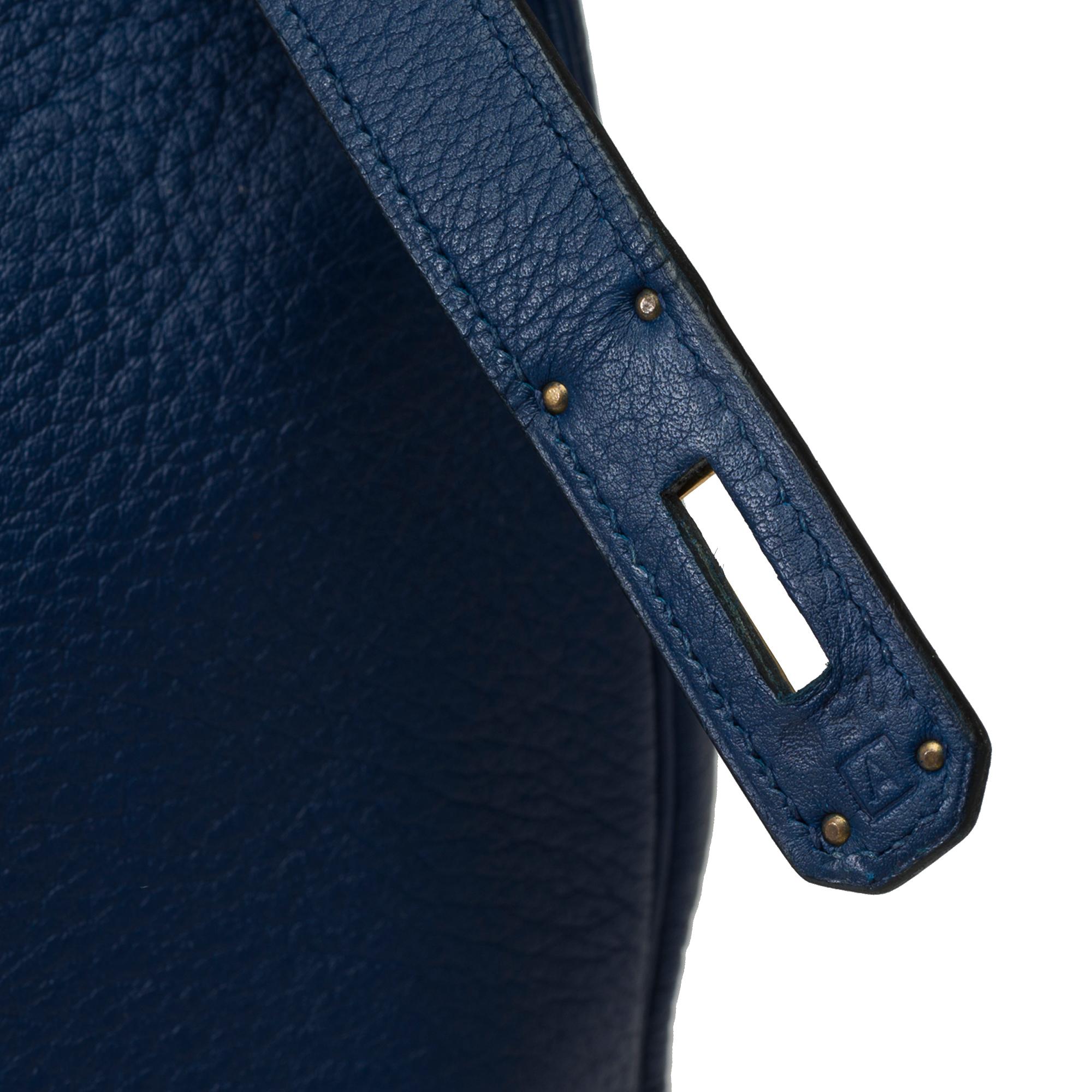 Hermès Kelly 35 retourne handbag strap in Blue Saphir Taurillon leather , GHW 3
