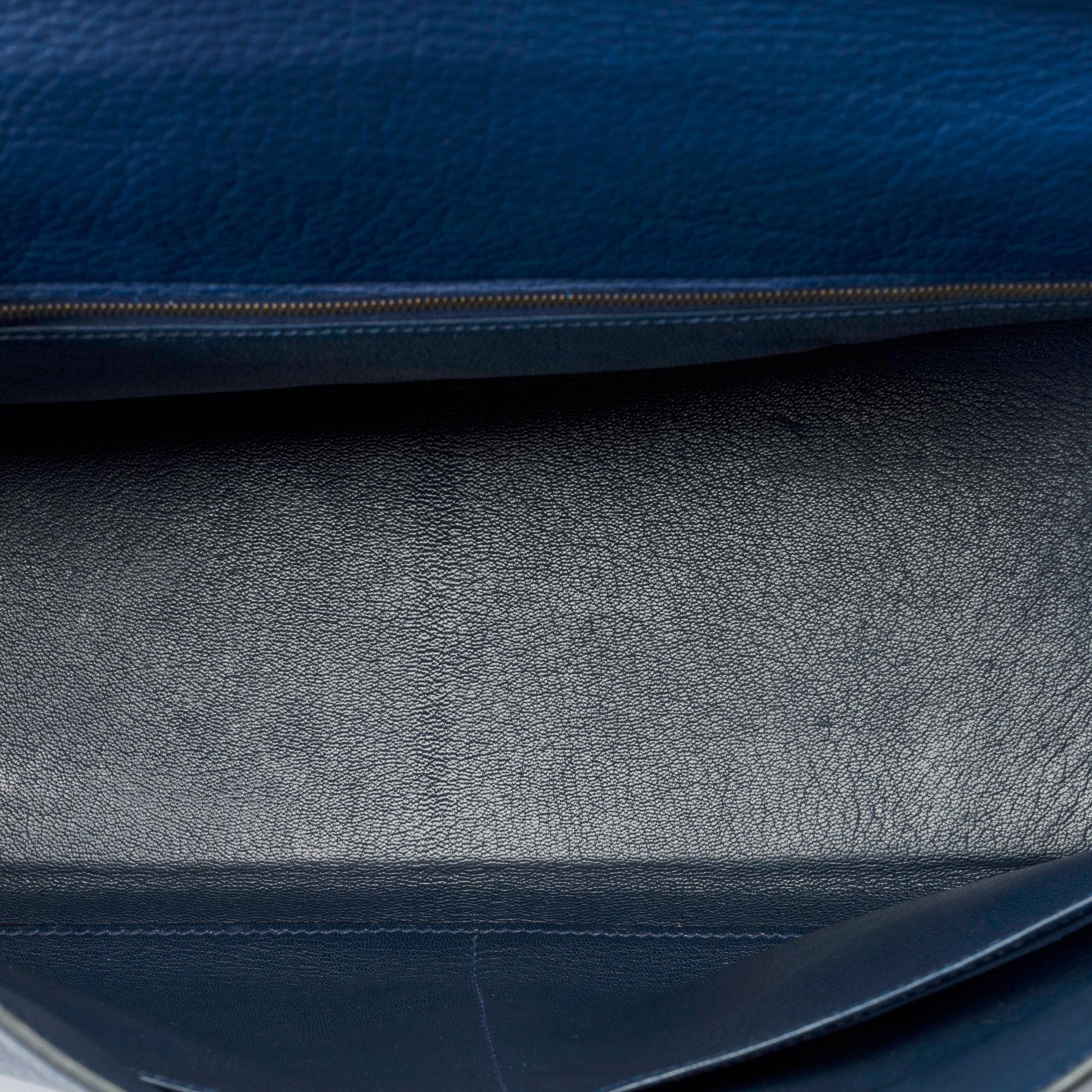 Hermès Kelly 35 retourne handbag strap in Blue Saphir Taurillon leather , GHW 4