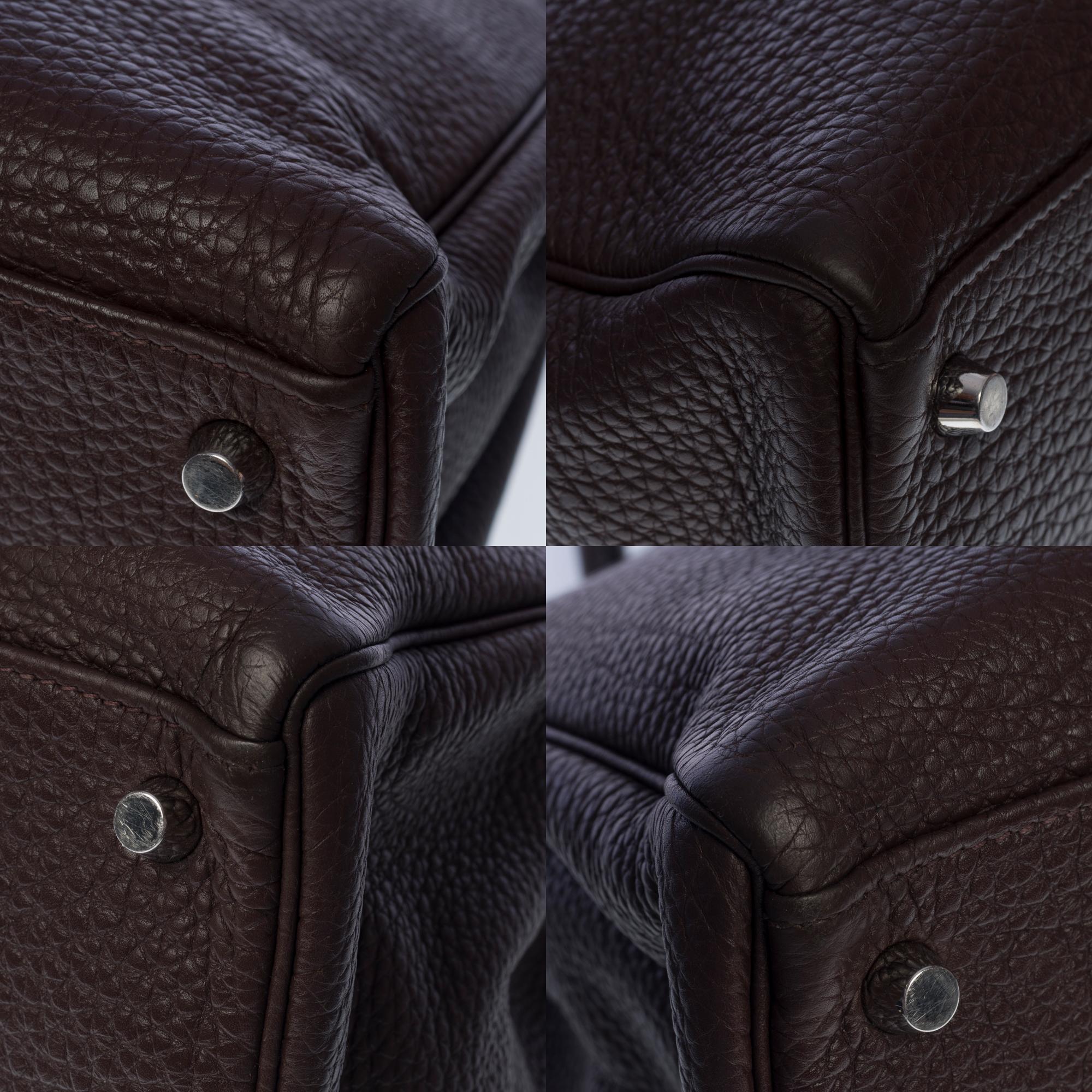 Hermès Kelly 35 retourne handbag strap in Brown Togo leather , Silver hardware 5