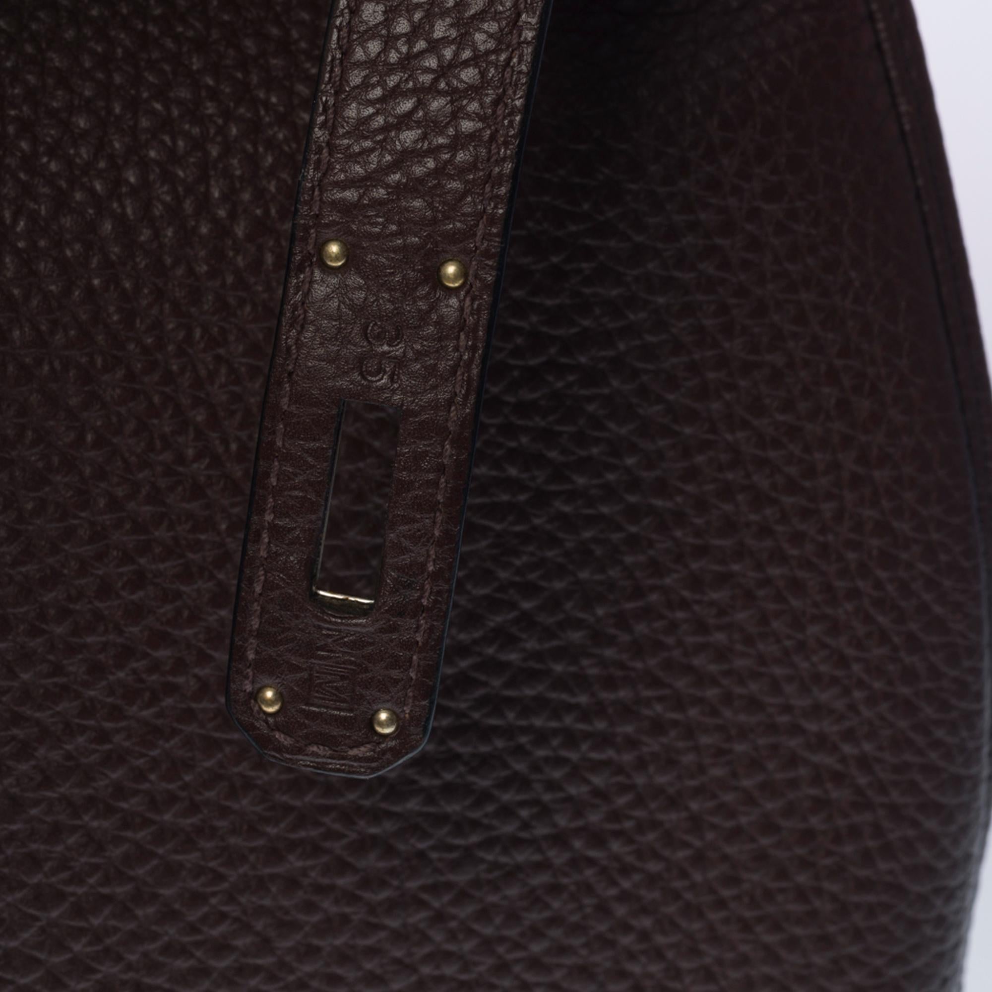Hermès Kelly 35 retourne handbag strap in Brown Togo leather , Silver hardware 1