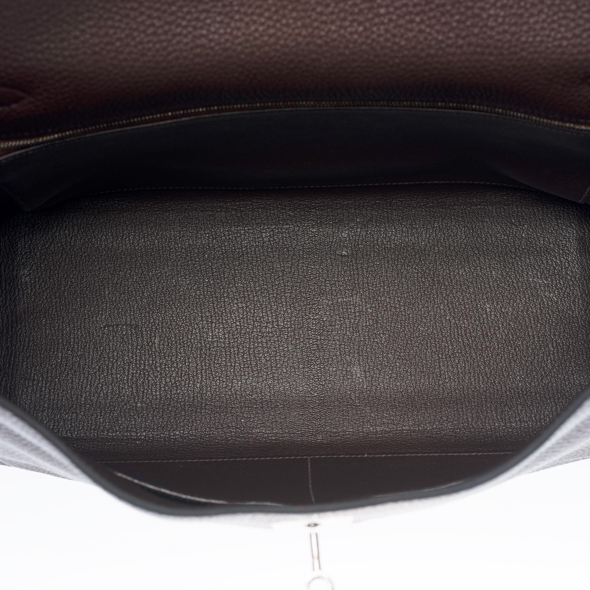 Hermès Kelly 35 retourne handbag strap in Brown Togo leather , Silver hardware 2