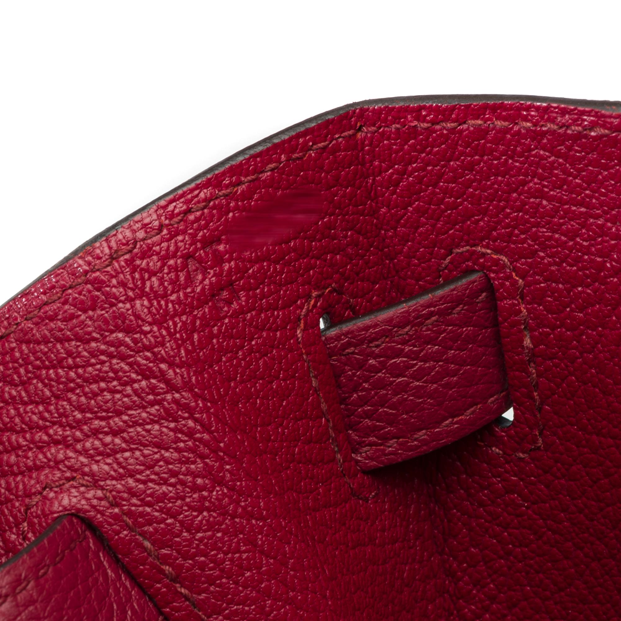 Hermès Kelly 35 retourne handbag strap in Grenat Red Togo leather , PHW For Sale 2
