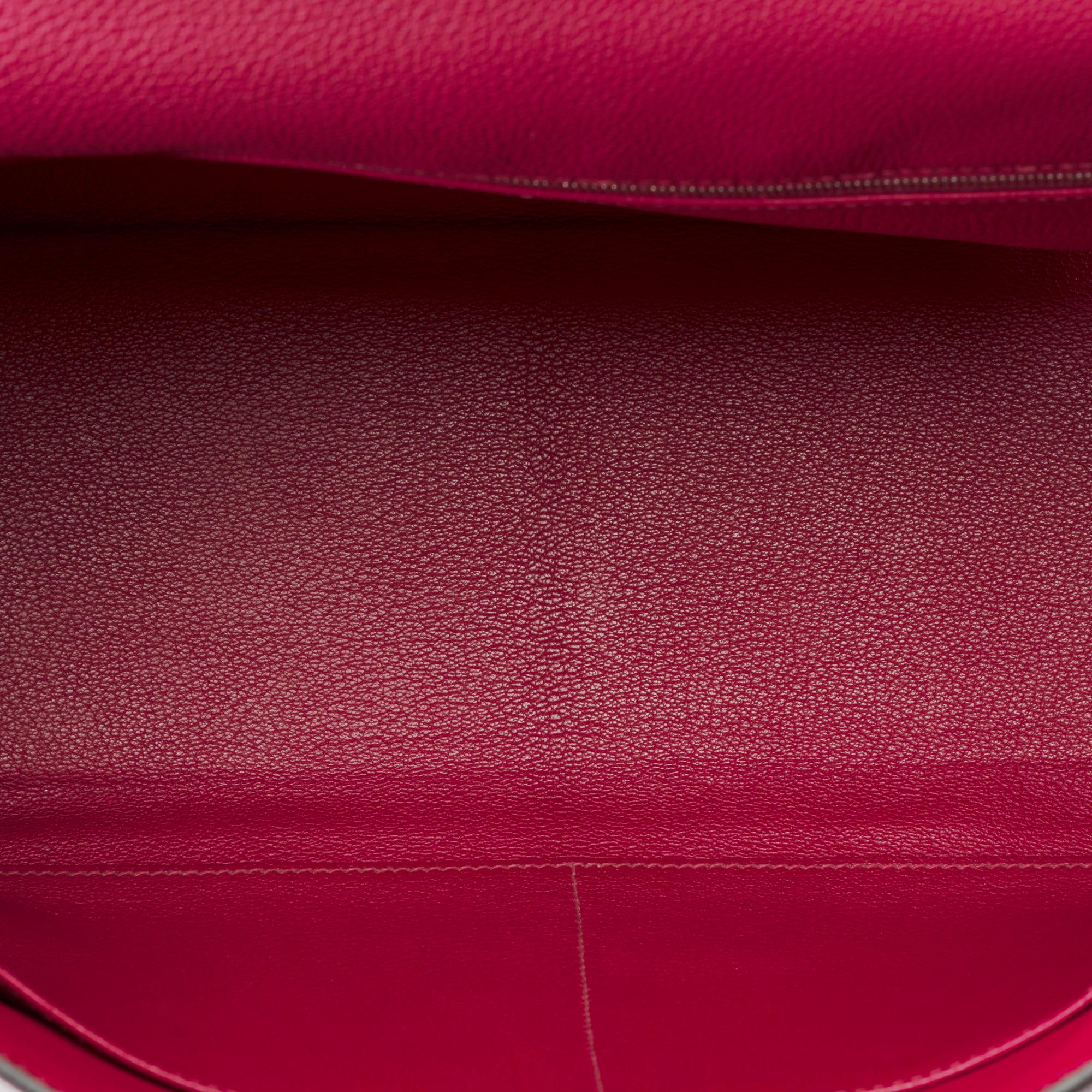 Hermès Kelly 35 retourne handbag strap in Grenat Red Togo leather , PHW For Sale 3