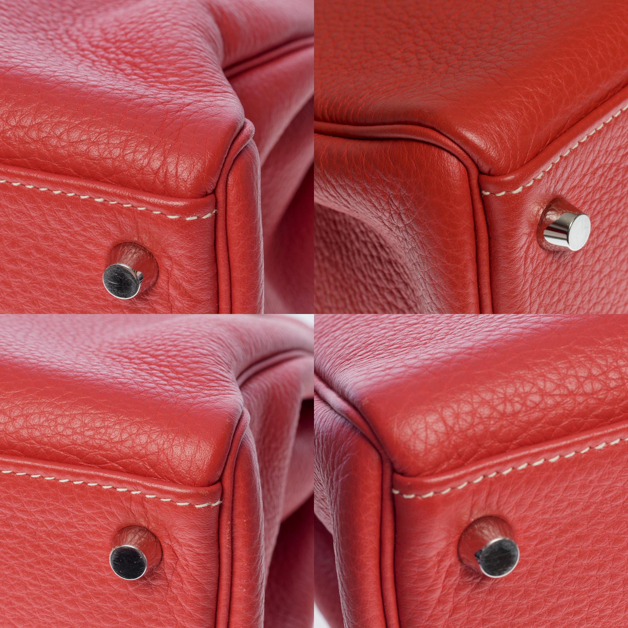 Hermès Kelly 35 retourne handbag strap in Pink Flamingo Togo leather , SHW 6