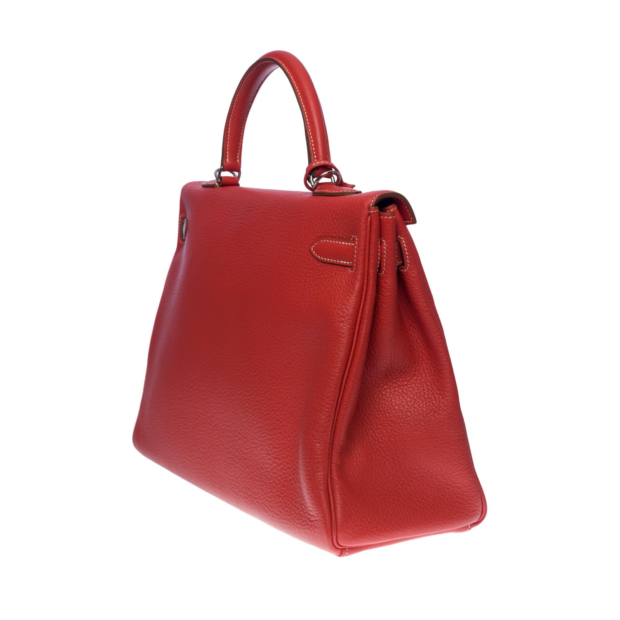 Women's or Men's Hermès Kelly 35 retourne handbag strap in Pink Flamingo Togo leather , SHW