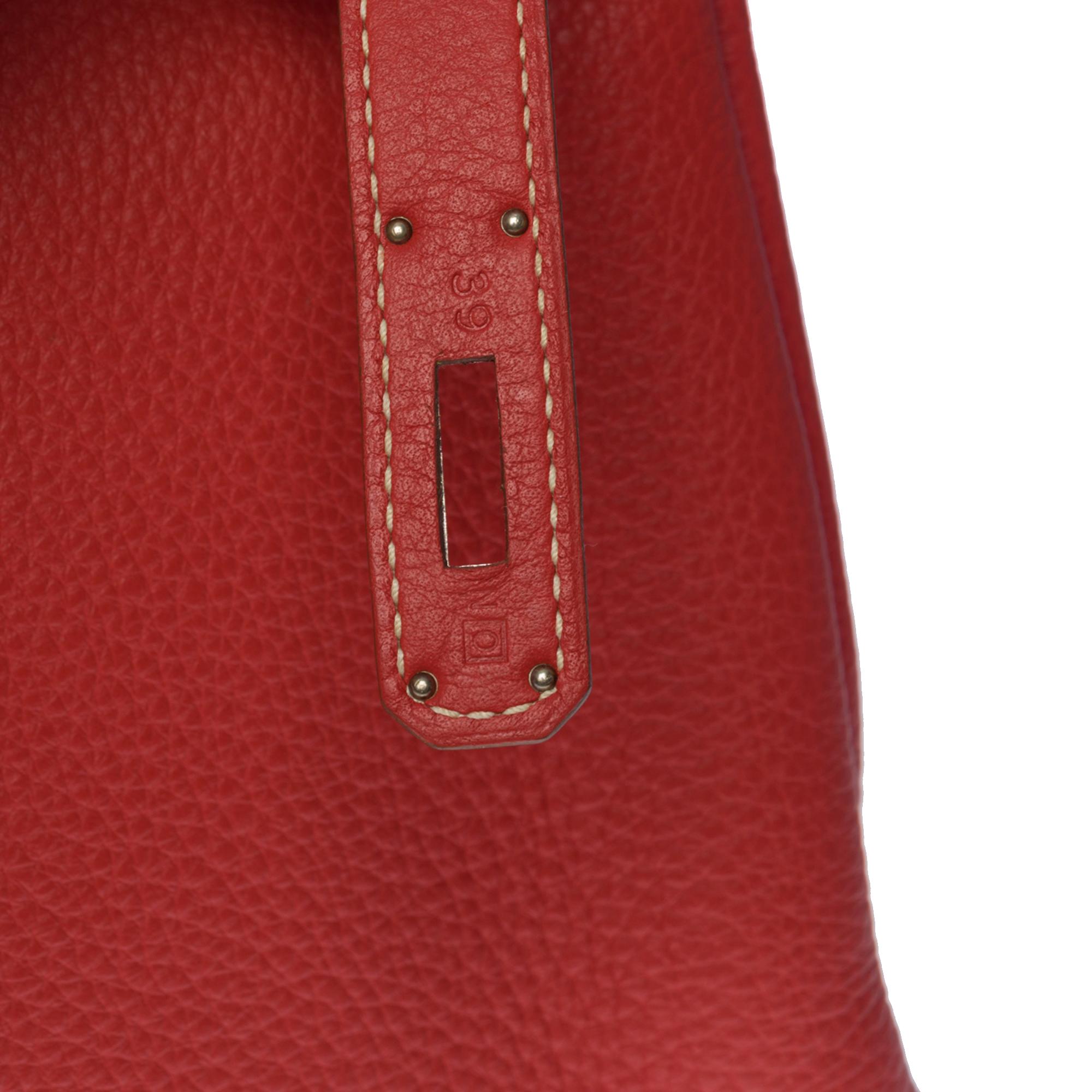 Hermès Kelly 35 retourne handbag strap in Pink Flamingo Togo leather , SHW 2