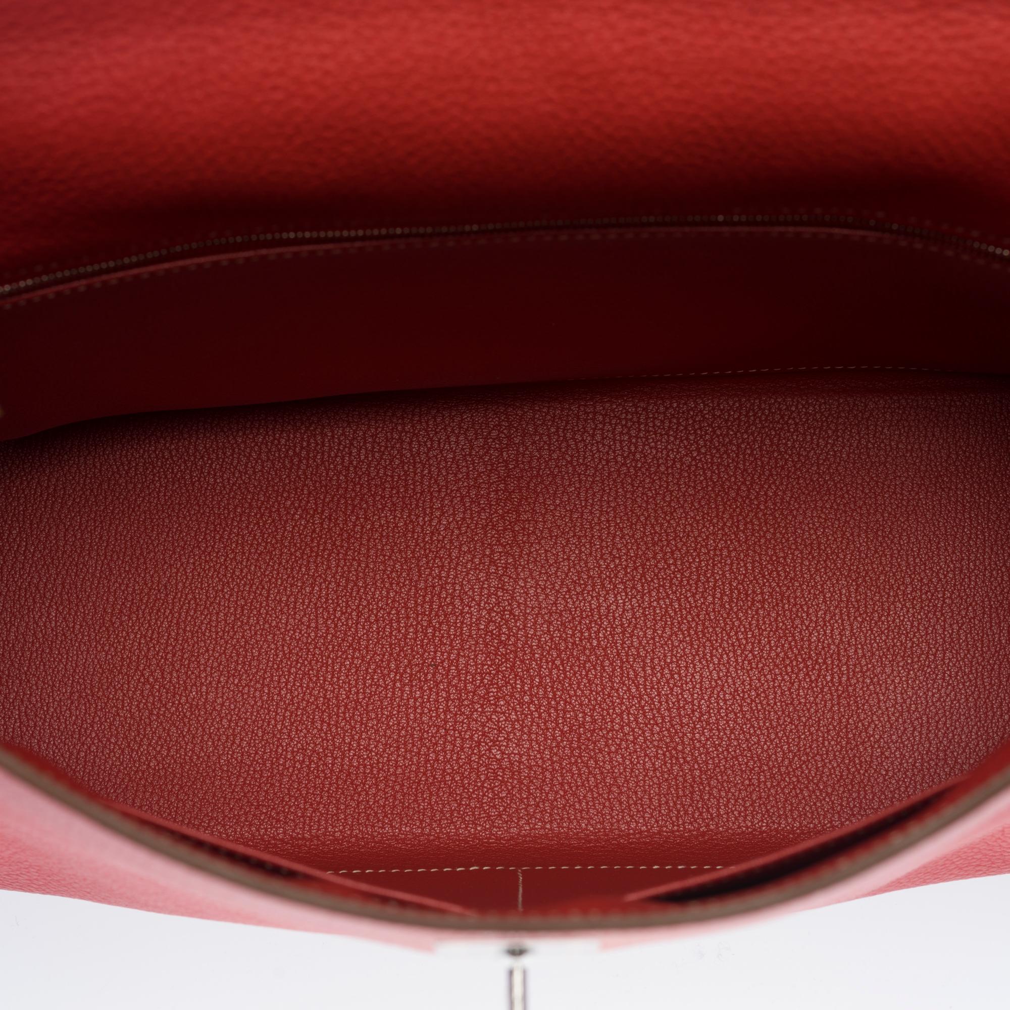 Hermès Kelly 35 retourne handbag strap in Pink Flamingo Togo leather , SHW 3