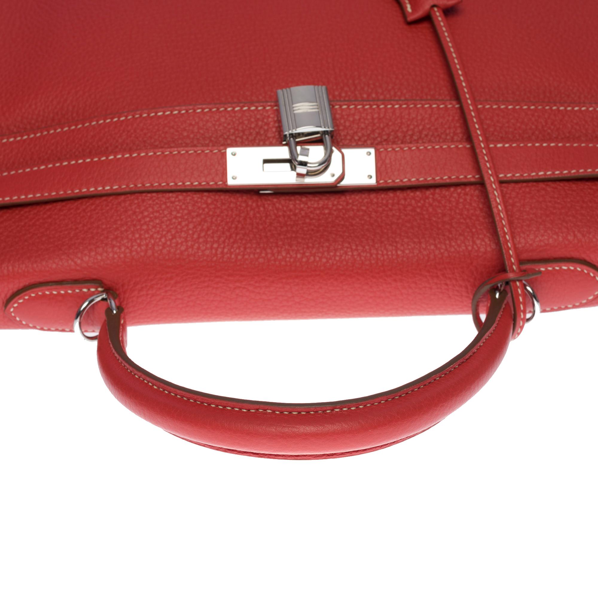 Hermès Kelly 35 retourne handbag strap in Pink Flamingo Togo leather , SHW 4