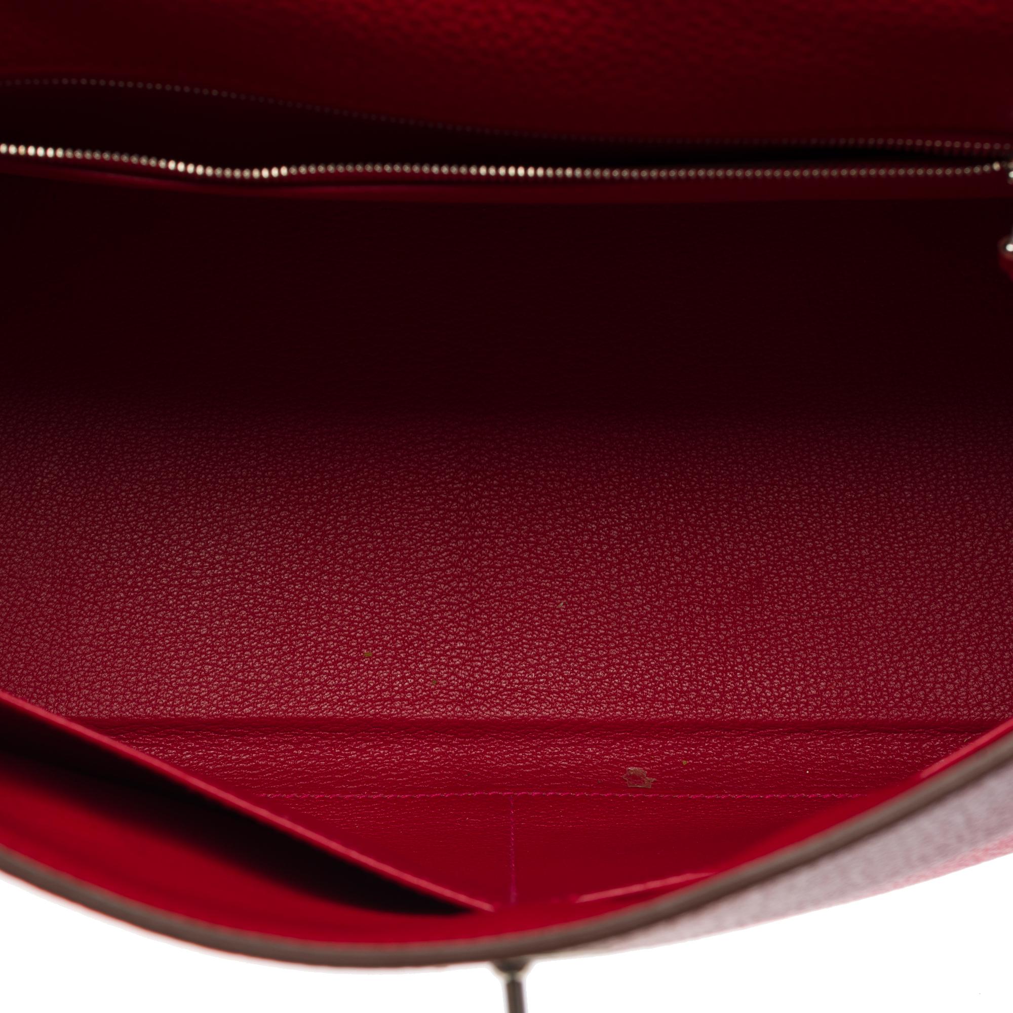 Hermès Kelly 35 retourne handbag strap in Red Taurillon Clemence leather, SHW 6