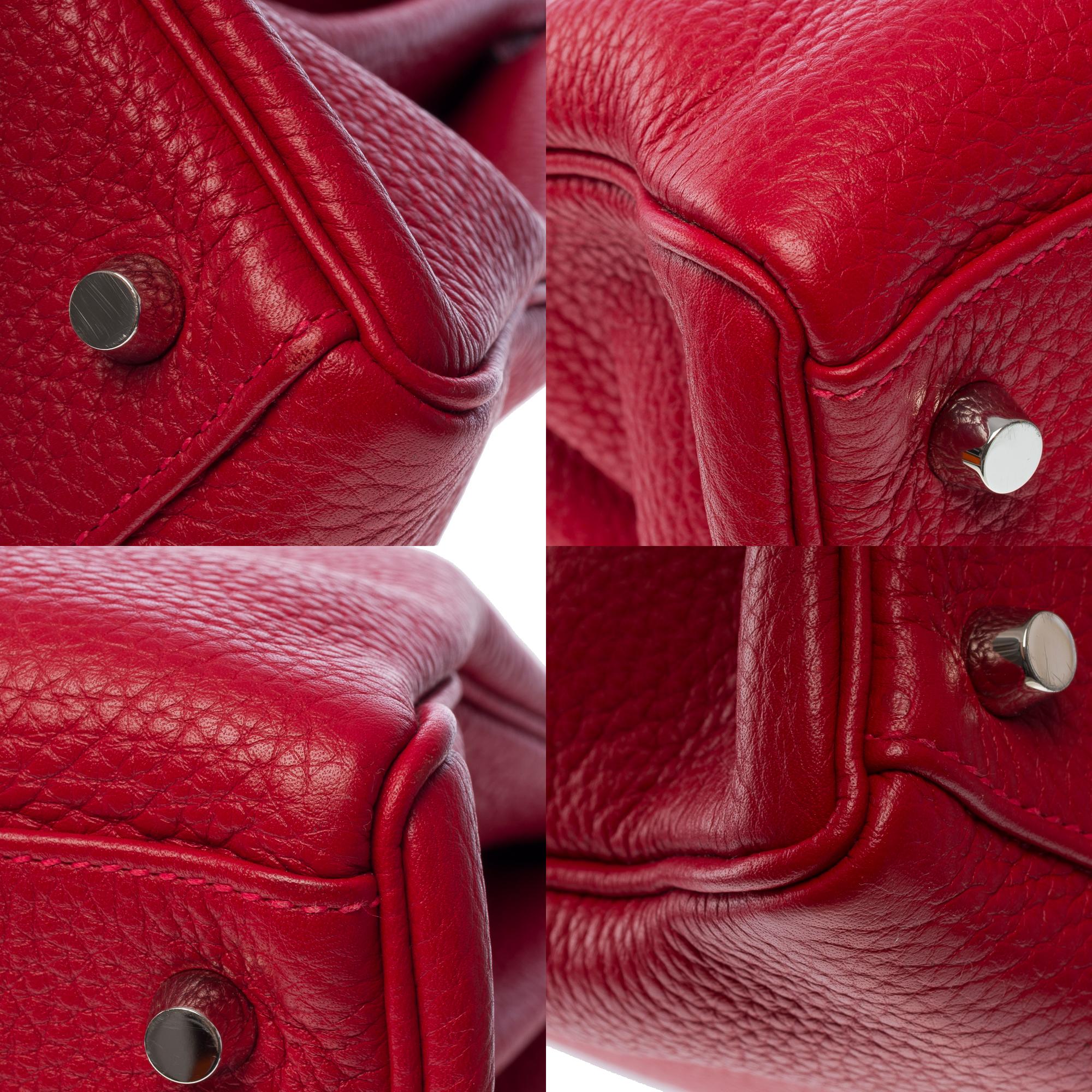 Hermès Kelly 35 retourne handbag strap in Red Taurillon Clemence leather, SHW 9
