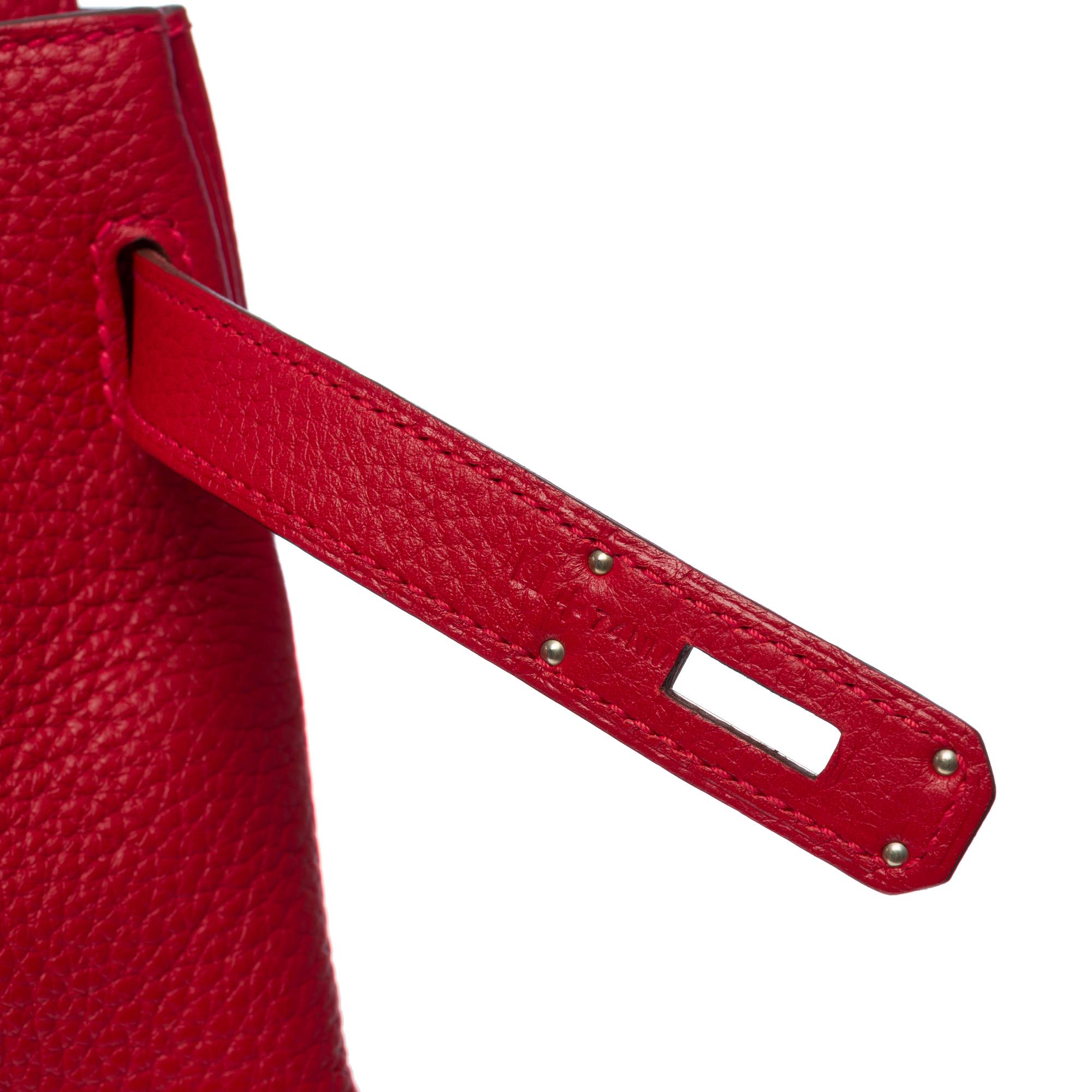 Hermès Kelly 35 retourne handbag strap in Red Taurillon Clemence leather, SHW 5