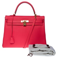 Hermès Kelly 35 retourne handbag strap in Rose lipstick Togo leather, GHW