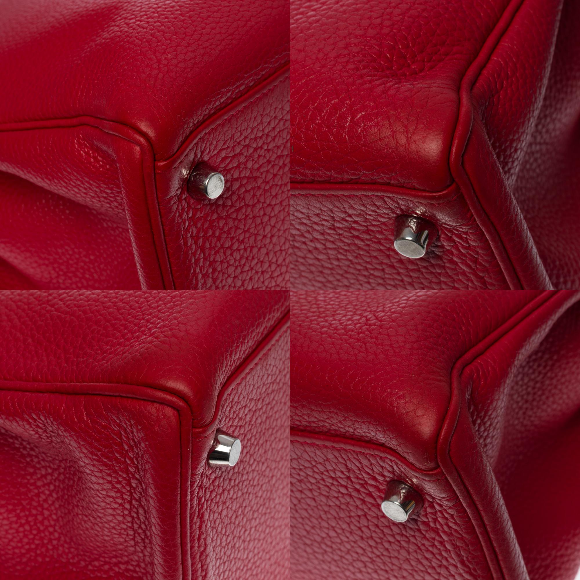 Hermès Kelly 35 retourne handbag strap in Taurillon Clémence Rouge Casaque , SHW 4