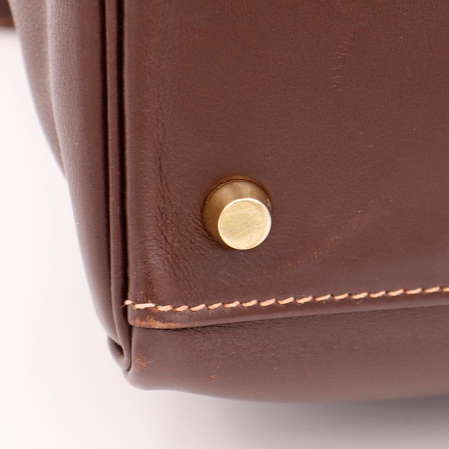Hermes Kelly 35 Retourne Havane Gulliver Leather Bag w Rose Poudre Stitching For Sale 16