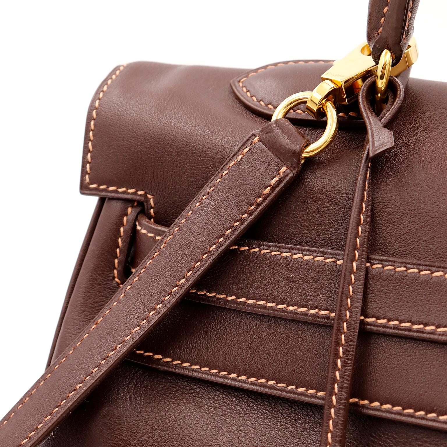 Hermes Kelly 35 Retourne Havane Gulliver Leather Bag w Rose Poudre Stitching For Sale 5