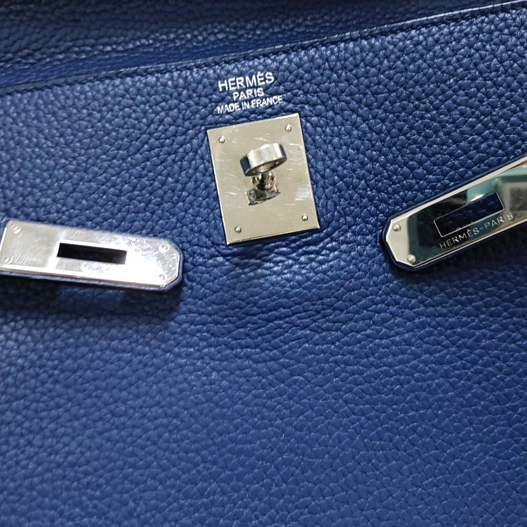 Hermes Kelly 35 Retourne Navy 7P Blue de Prusse Clemence Leather Palladium Hardw 6