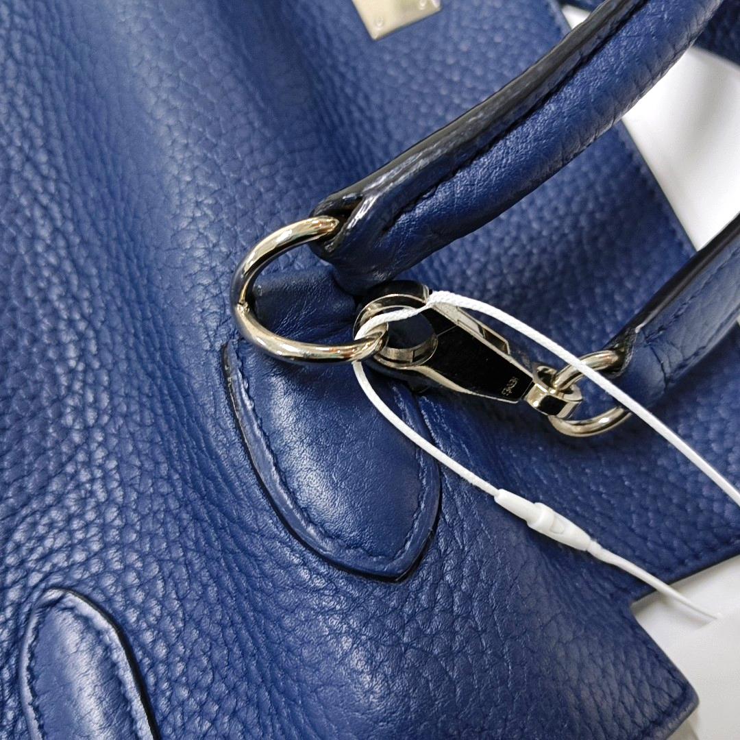 Hermes Kelly 35 Retourne Navy 7P Blue de Prusse Clemence Leather Palladium Hardw 12