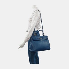 Hermes Kelly 35 Retourne Navy 7P Blue de Prusse Clemence Leather Palladium Hardw