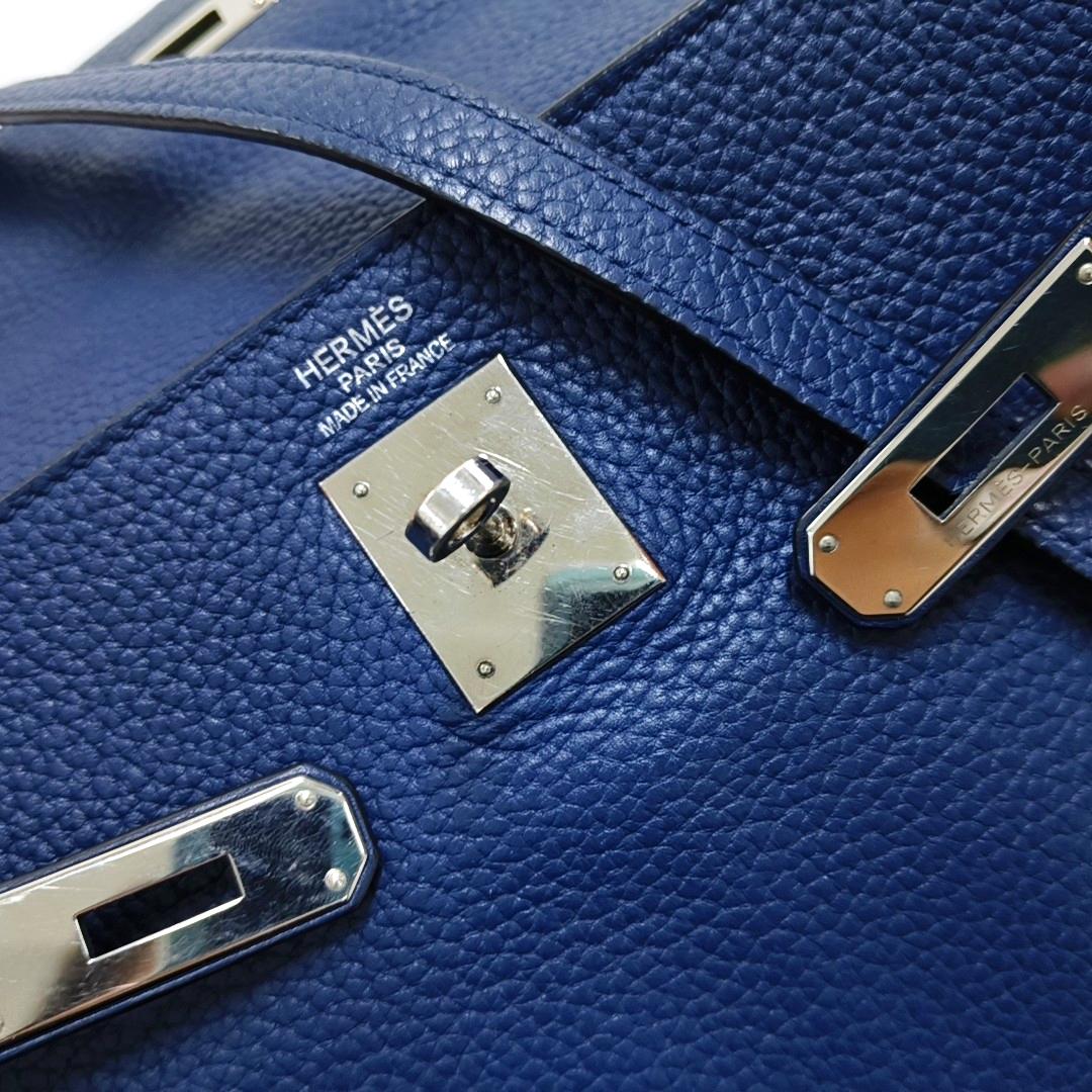 Hermes Kelly 35 Retourne Navy 7P Blue de Prusse Clemence Leather Palladium Hardw 4