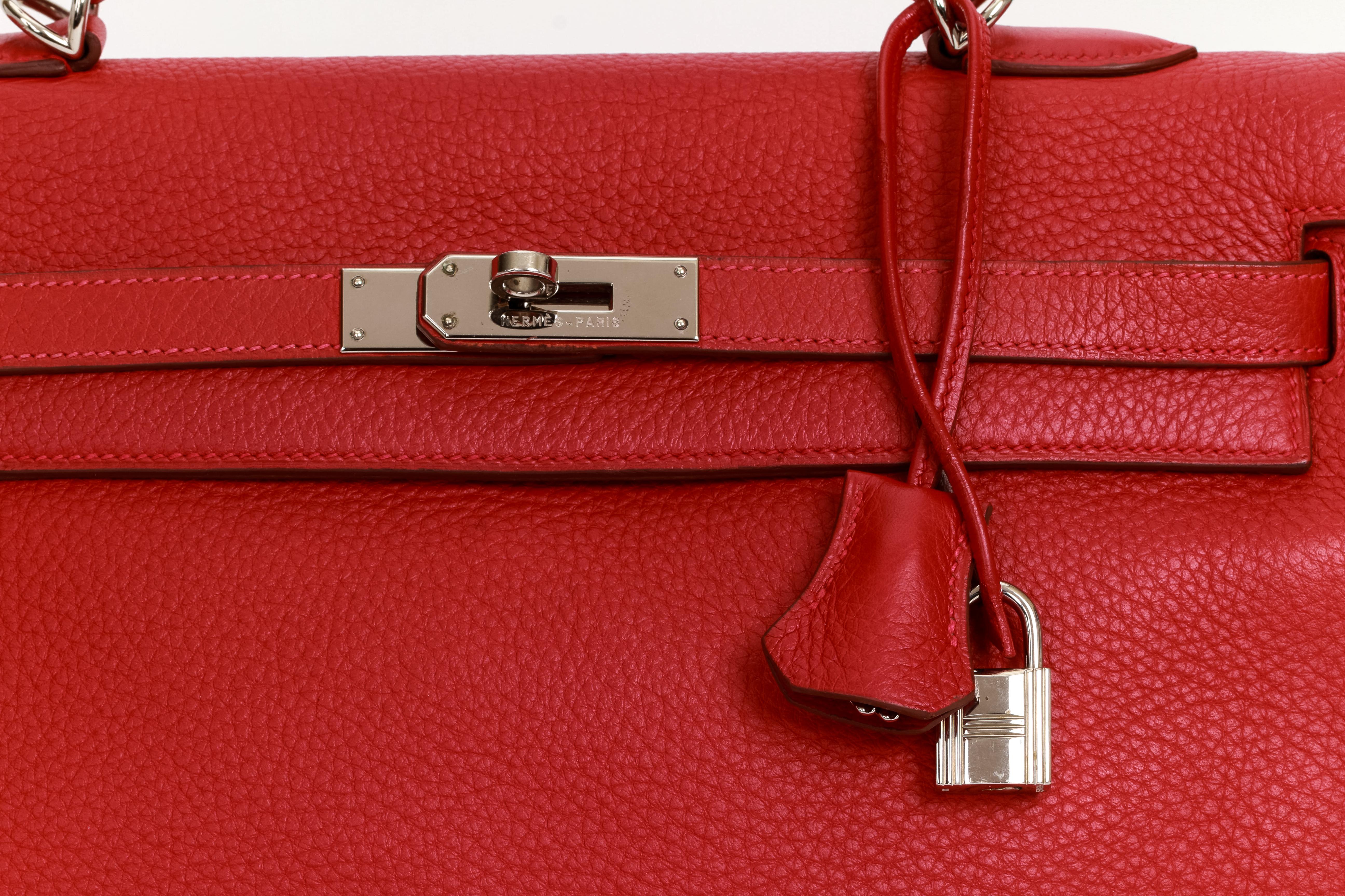Red Hermes Kelly 35 Retourne Rouge Clemence Bag For Sale