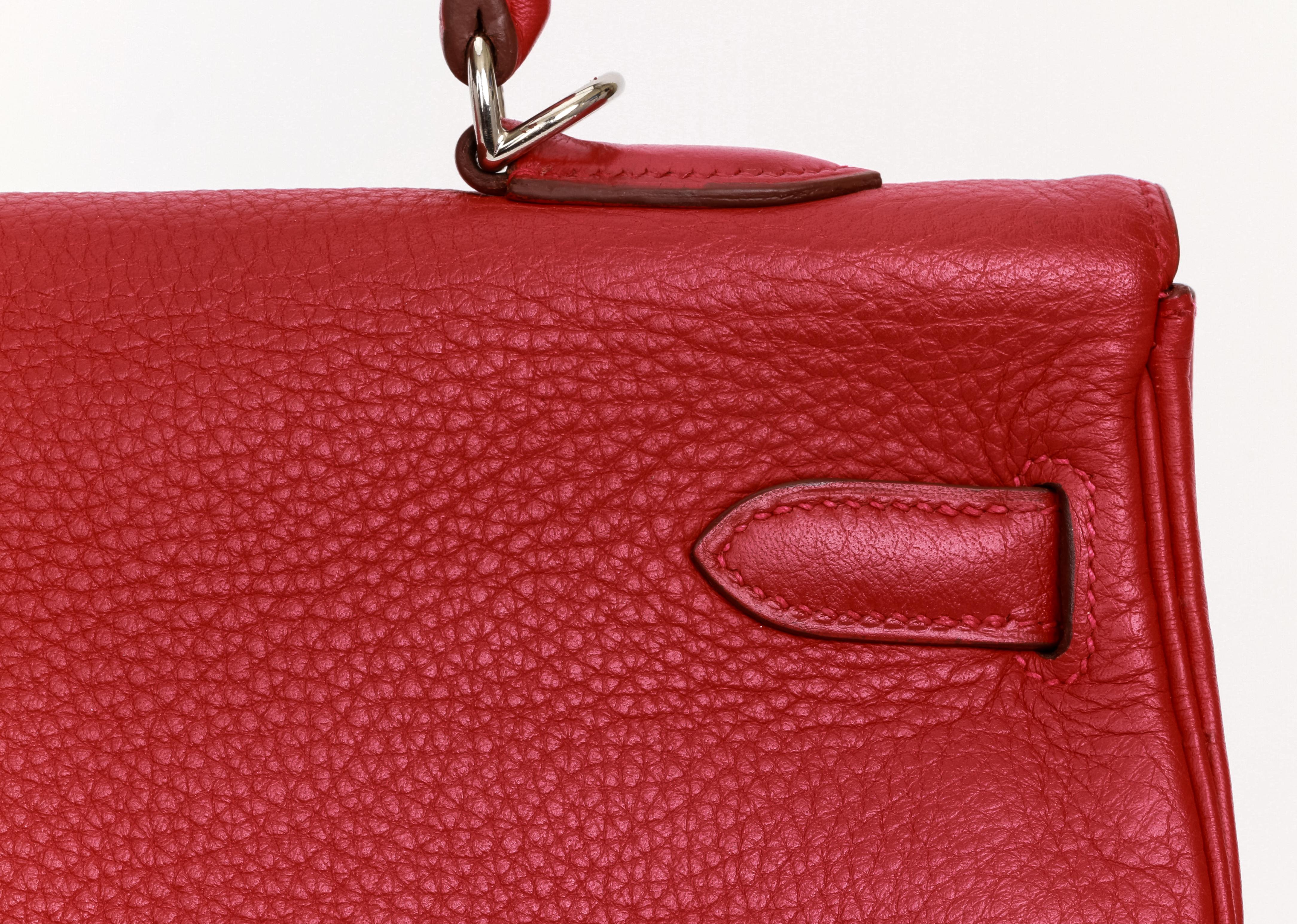 Sac Hermes Kelly 35 Retourne Rouge Clemence en vente 3