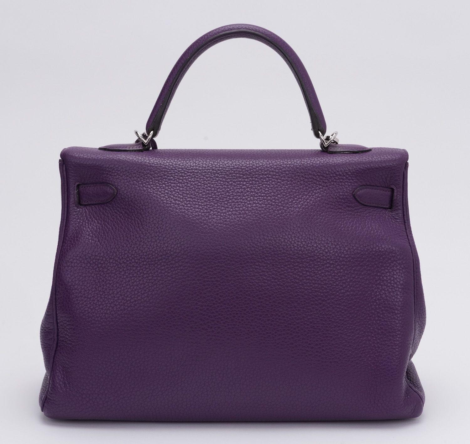 Hermès Kelly 35 Retourne Ultraviolet Bag In Excellent Condition For Sale In West Hollywood, CA