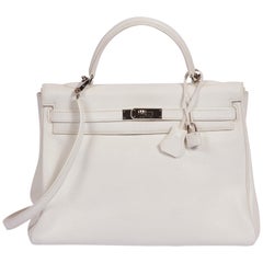 Hermes Kelly 35 Retourne White Palladium